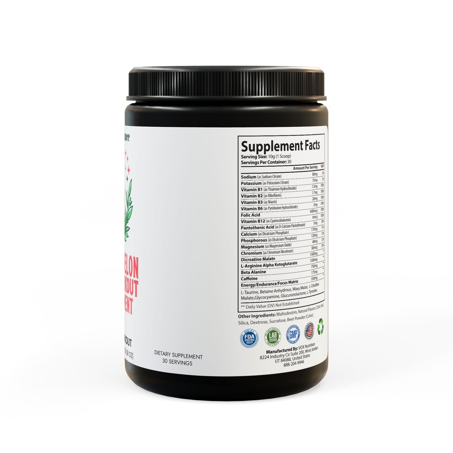 Watermelon Pre-Workout – Fuel Your Workout with Fresh Flavor & Intense Energy (300g, 10.58oz)