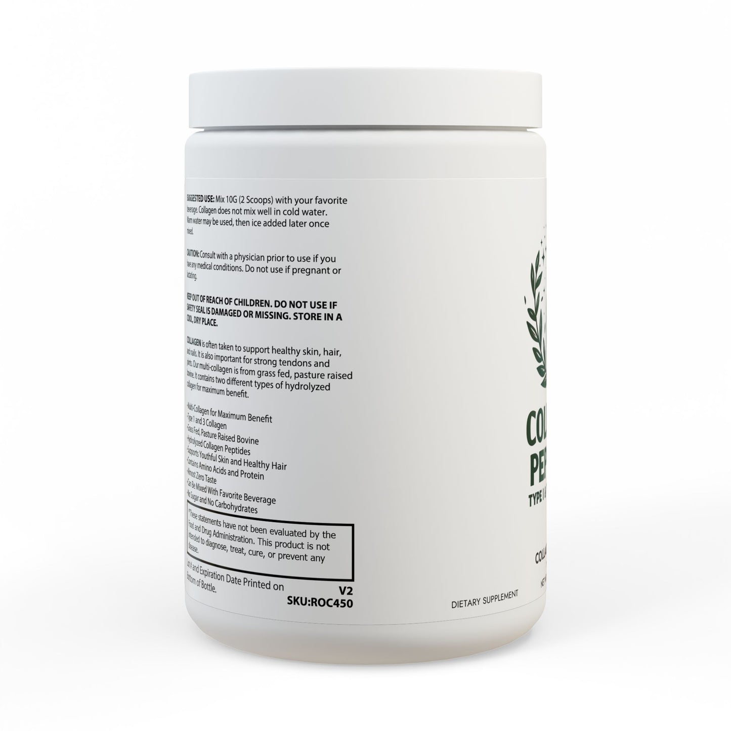 Premium Collagen Peptides Type I & III: Skin, Hair & Joint Support (350g, 12.3oz)